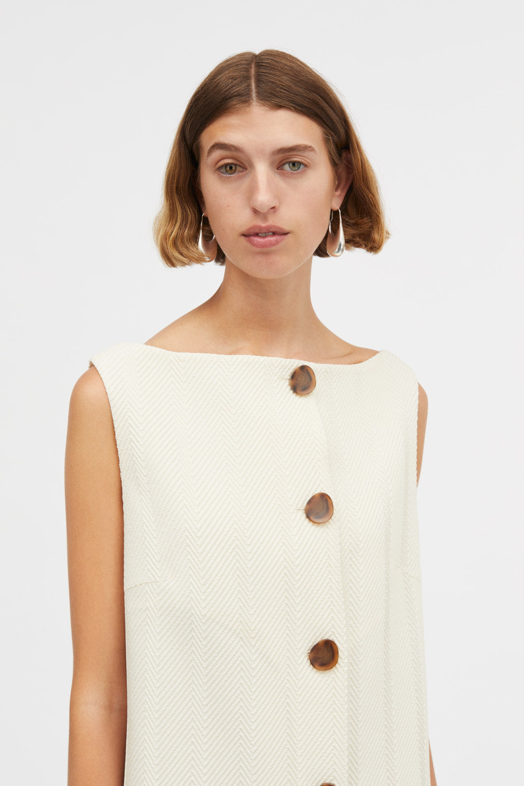 Mark Kenly Domino Tan Dalina 3d Herringbone Dresses CREAM