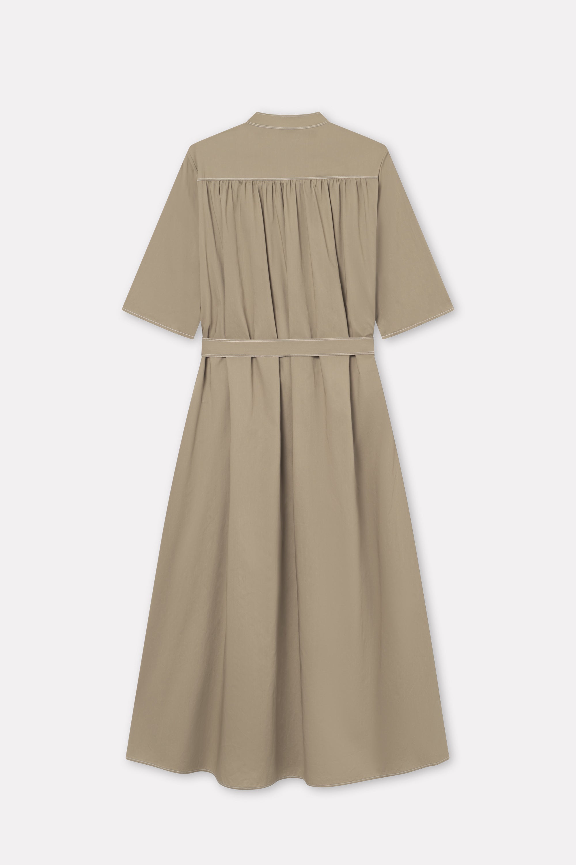 Mark Kenly Domino Tan Damy Sheer Cotton Dresses KHAKI