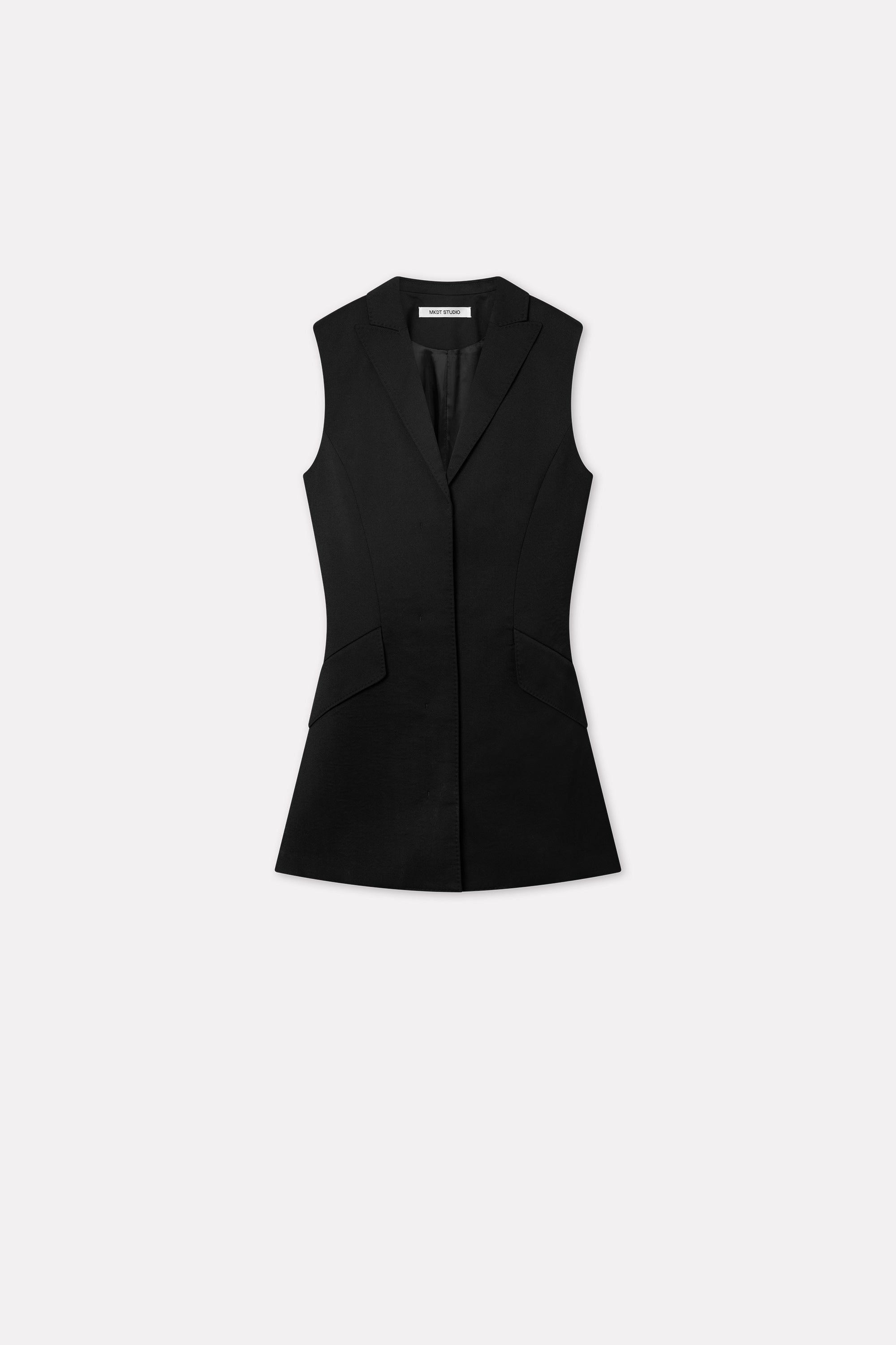MKDT Studio Dani Thin Solid Wool Dresses BLACK