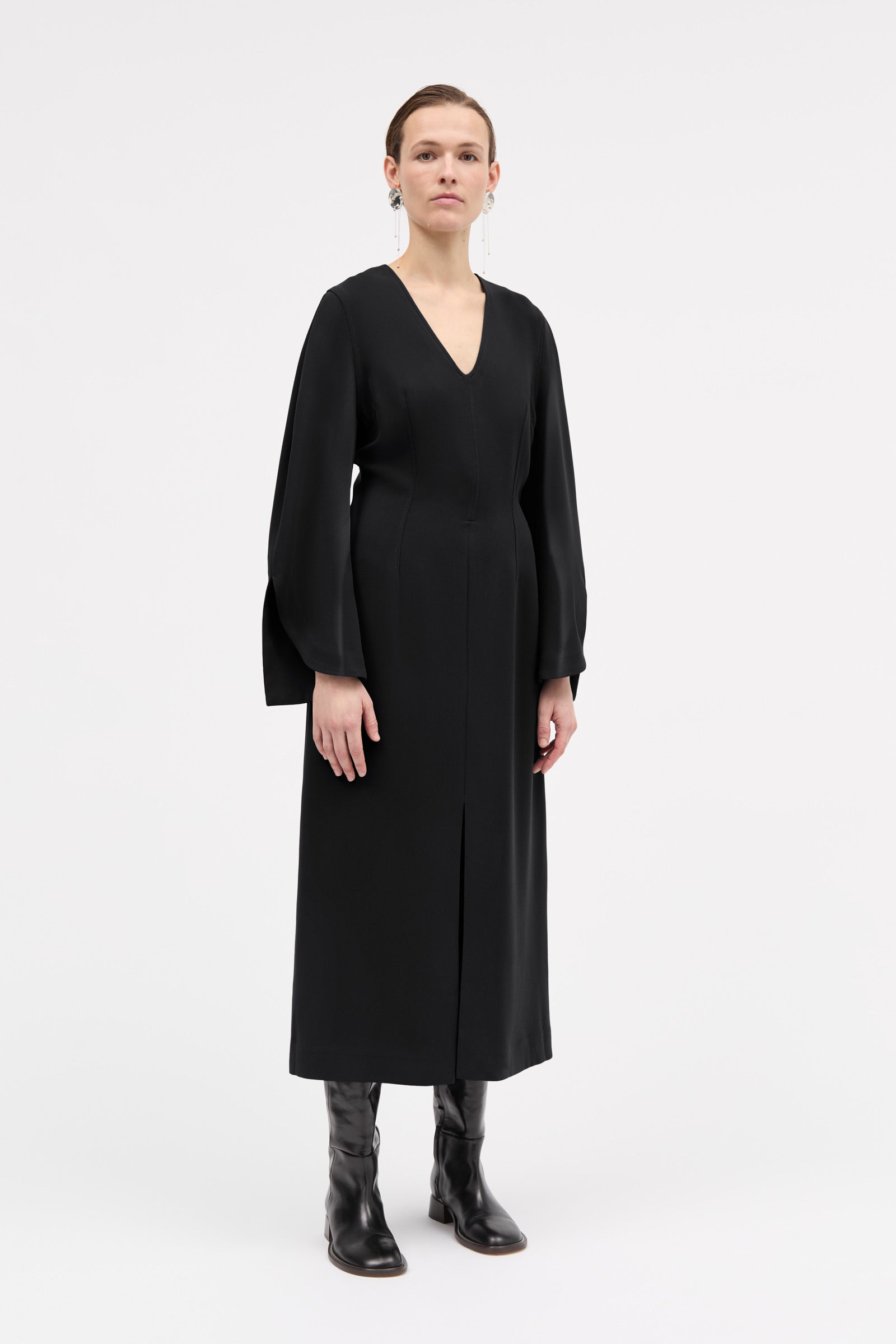 Theory Compact Crepe York Dress ブラック Theory Compact Crepe York Dress ブラック Crepe Short-Sleeve