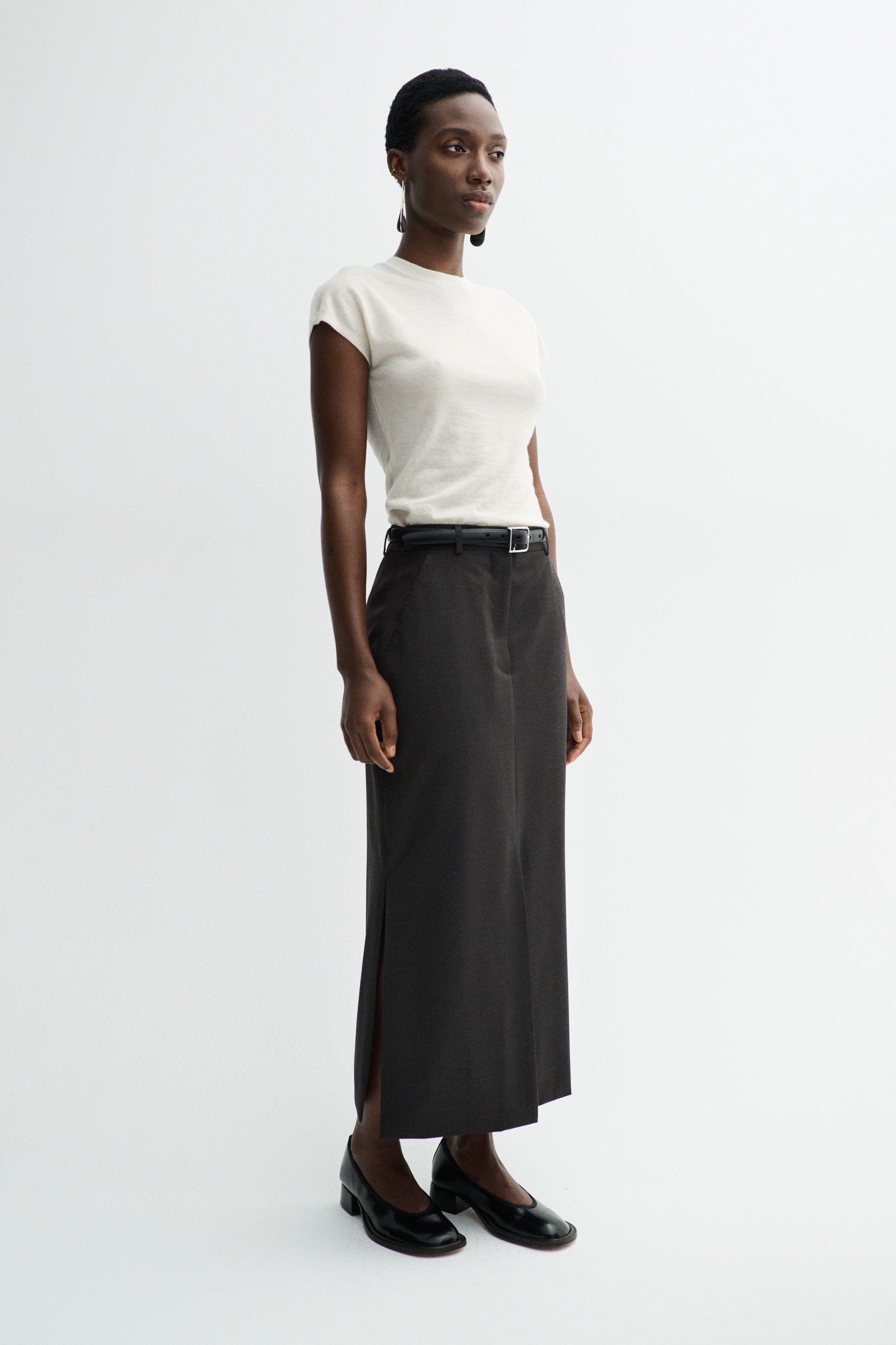 MKDT Studio NUNA LIGHT WEIGHT WOOL Skirts DEEP BROWN