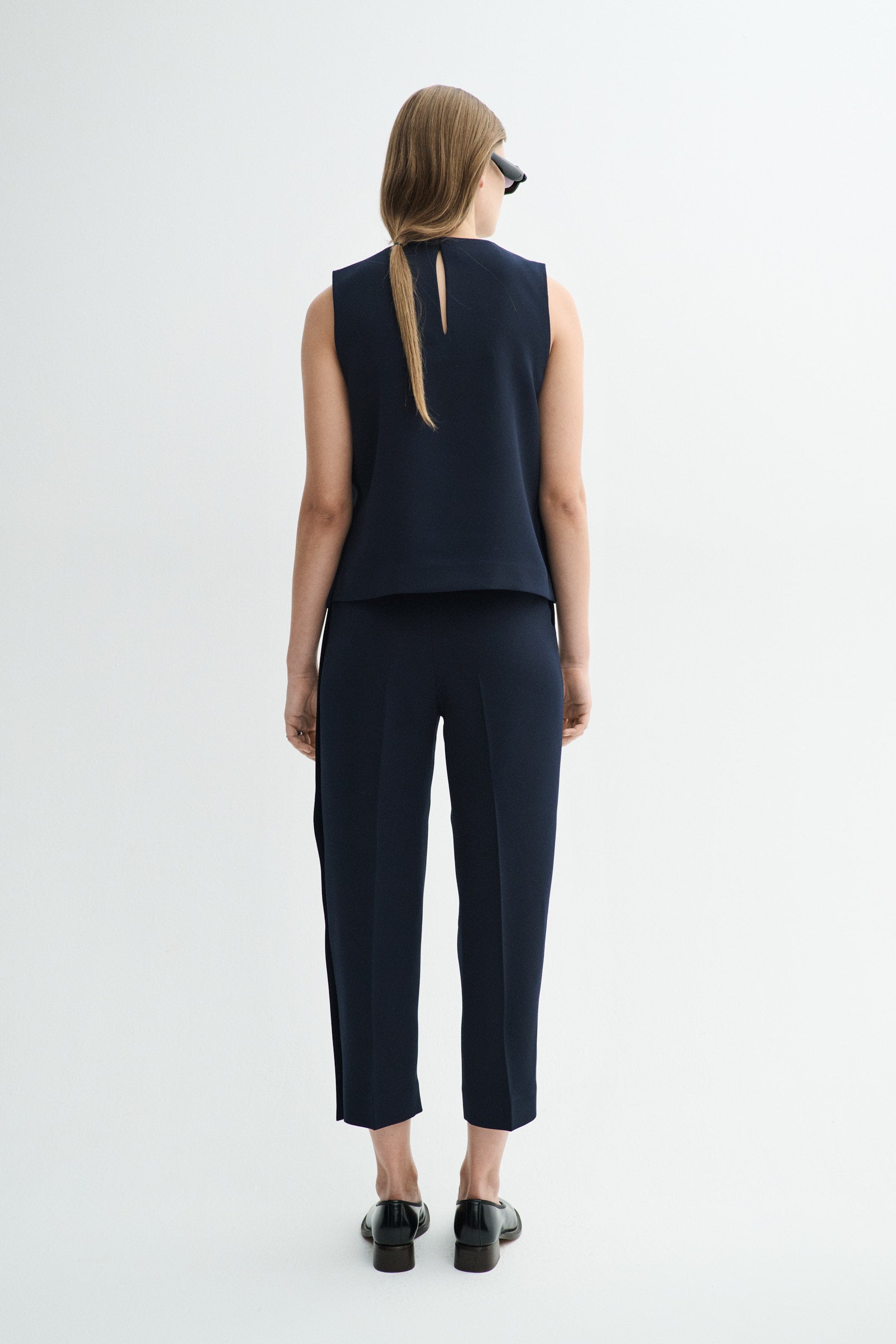 MKDT Studio PANNE CREPE GEORGETTE Pants NAVY