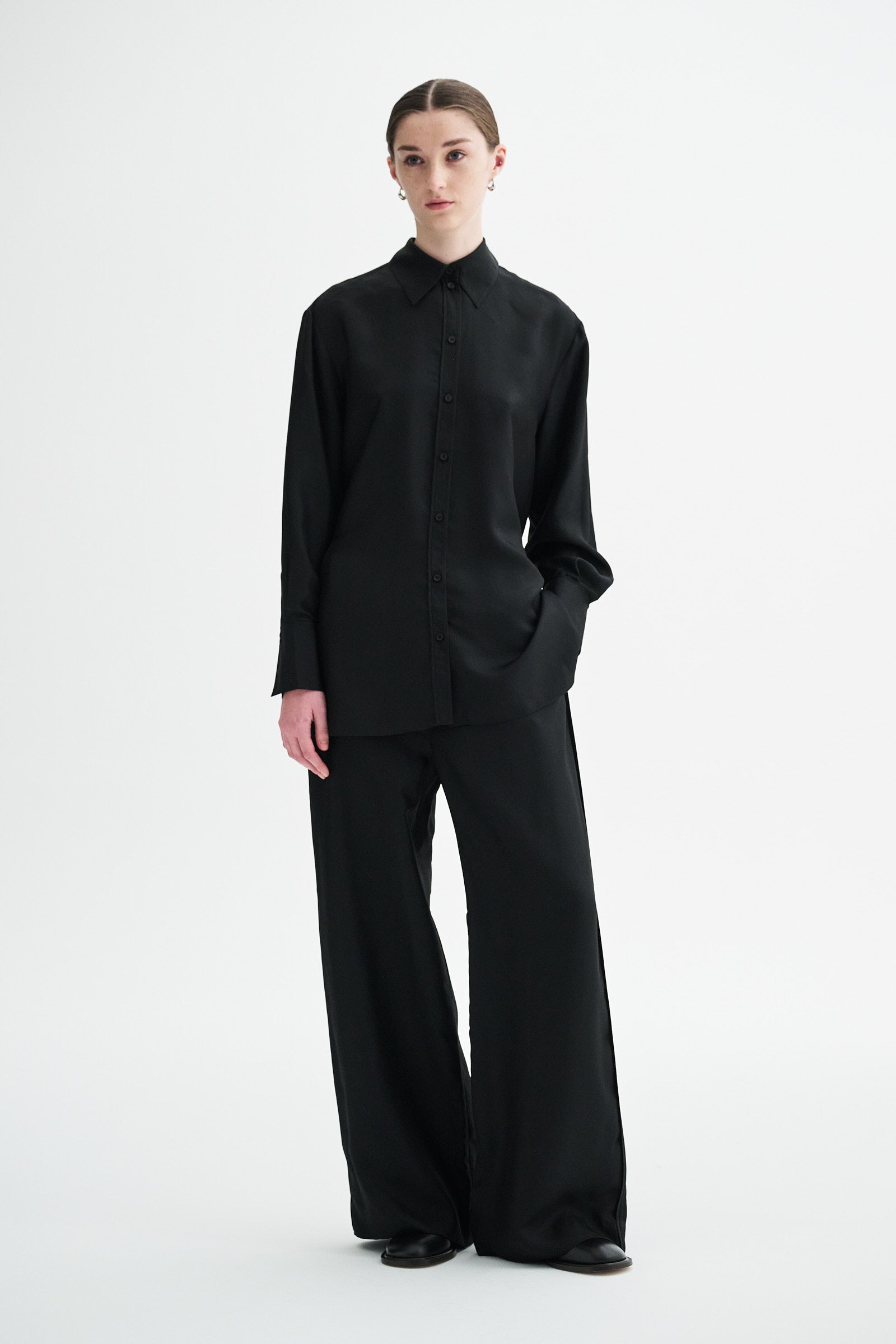 MKDT Studio SEBASTIANA MATTE SILK TWILL Shirts BLACK