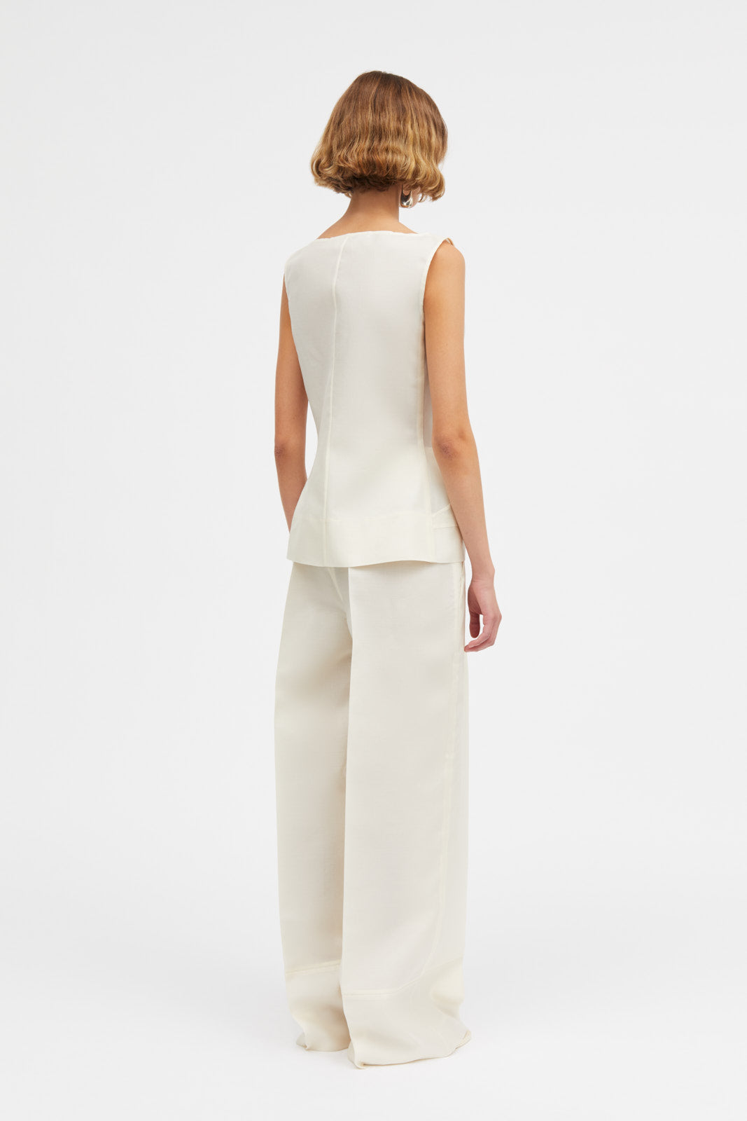 Mark Kenly Domino Tan Tami-atelier Silk Wool Twill Tops IVORY