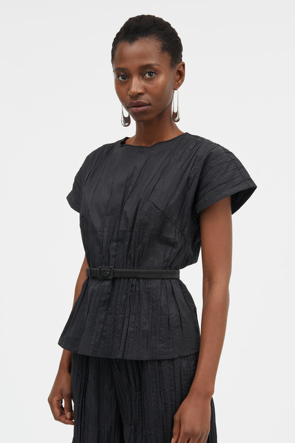 Tine-atelier Pleated Cotton Tech - BLACK