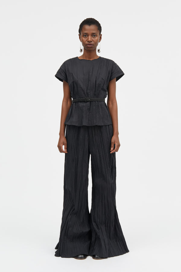 Pinola-atelier Pleated Cotton Tech - BLACK