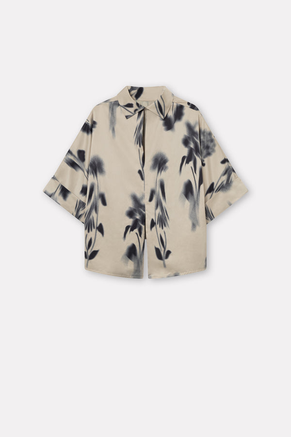 Mark Kenly Domino Tan Bailee Floral Blur Blouses DUSTY BLACK + SAND