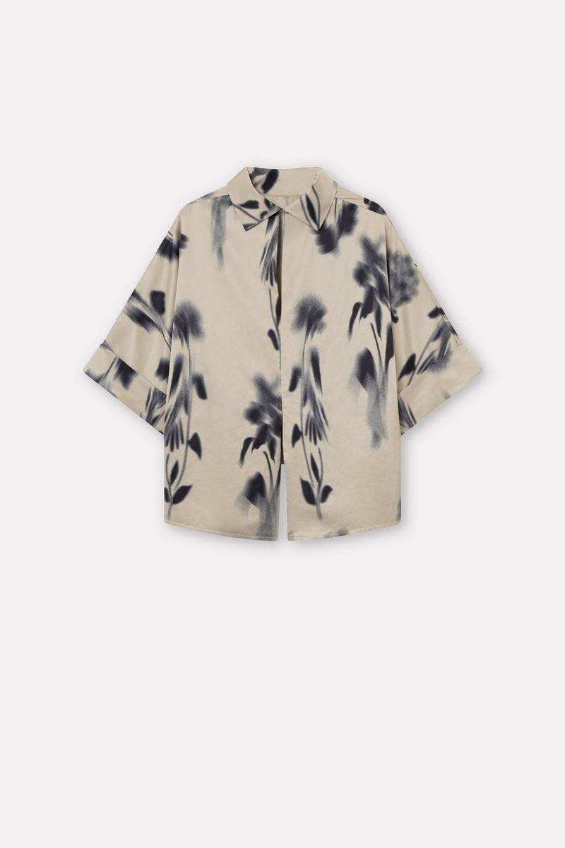 Mark Kenly Domino Tan Bailee Floral Blur Blouses DUSTY BLACK + SAND