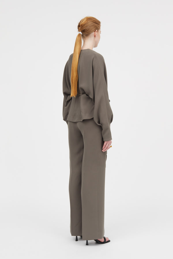 Mark Kenly Domino Tan Belita Crepe Georgette Blouses DARK MOSS