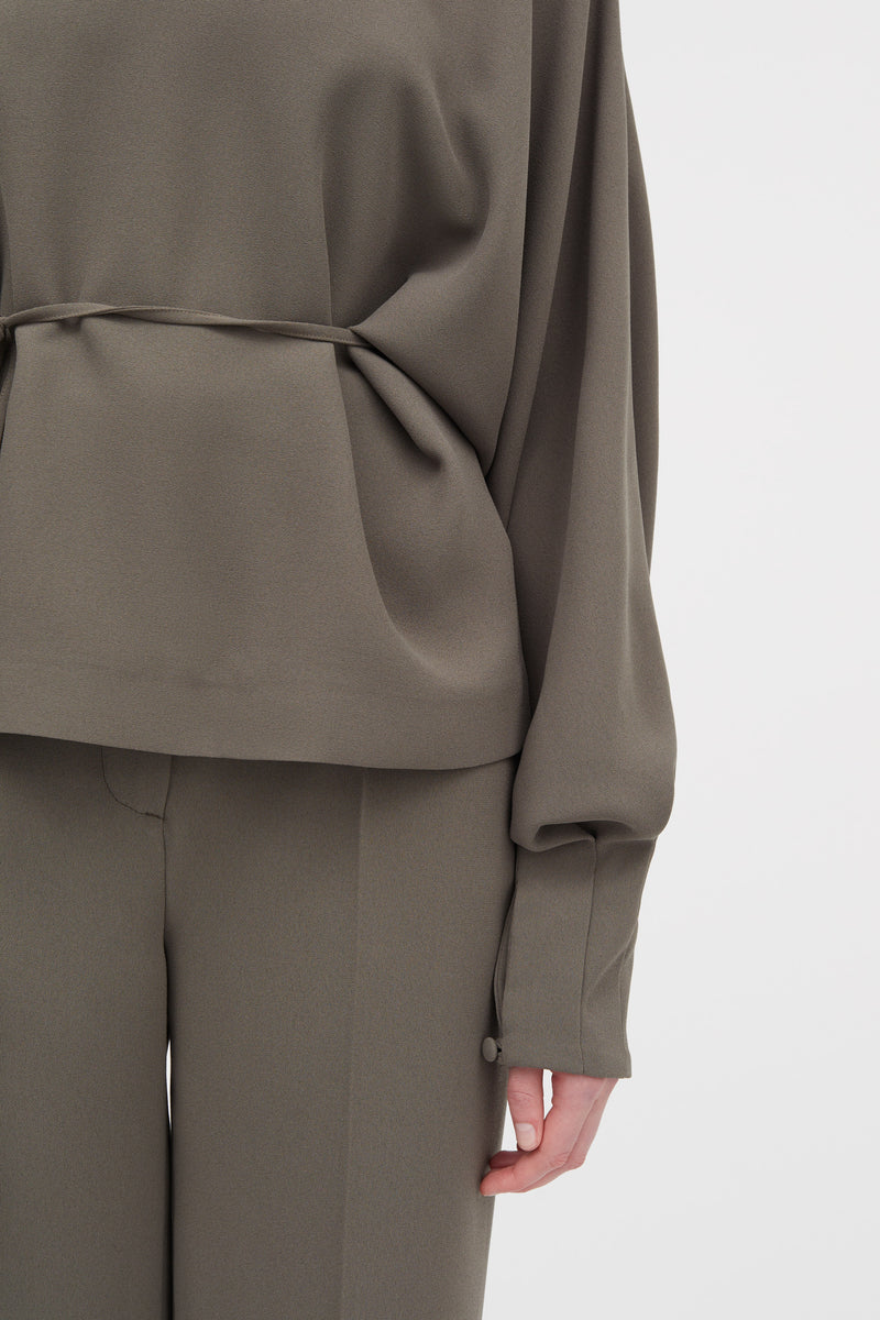 Mark Kenly Domino Tan Belita Crepe Georgette Blouses DARK MOSS