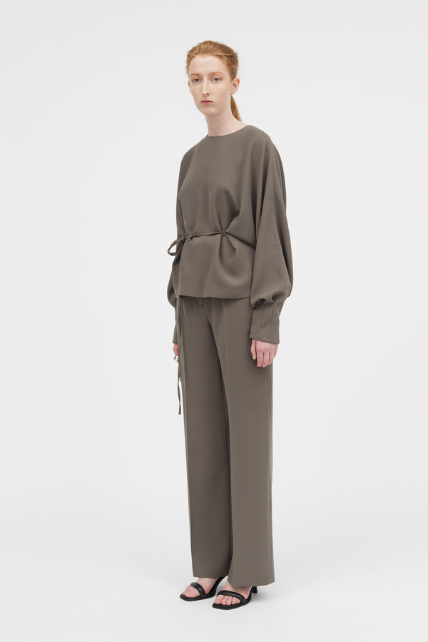 Mark Kenly Domino Tan Belita Crepe Georgette Blouses DARK MOSS