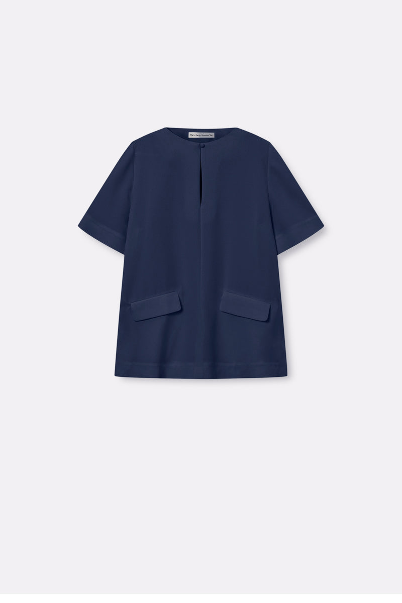 MKDT Studio Betty Crepe Georgette Blouses NAVY
