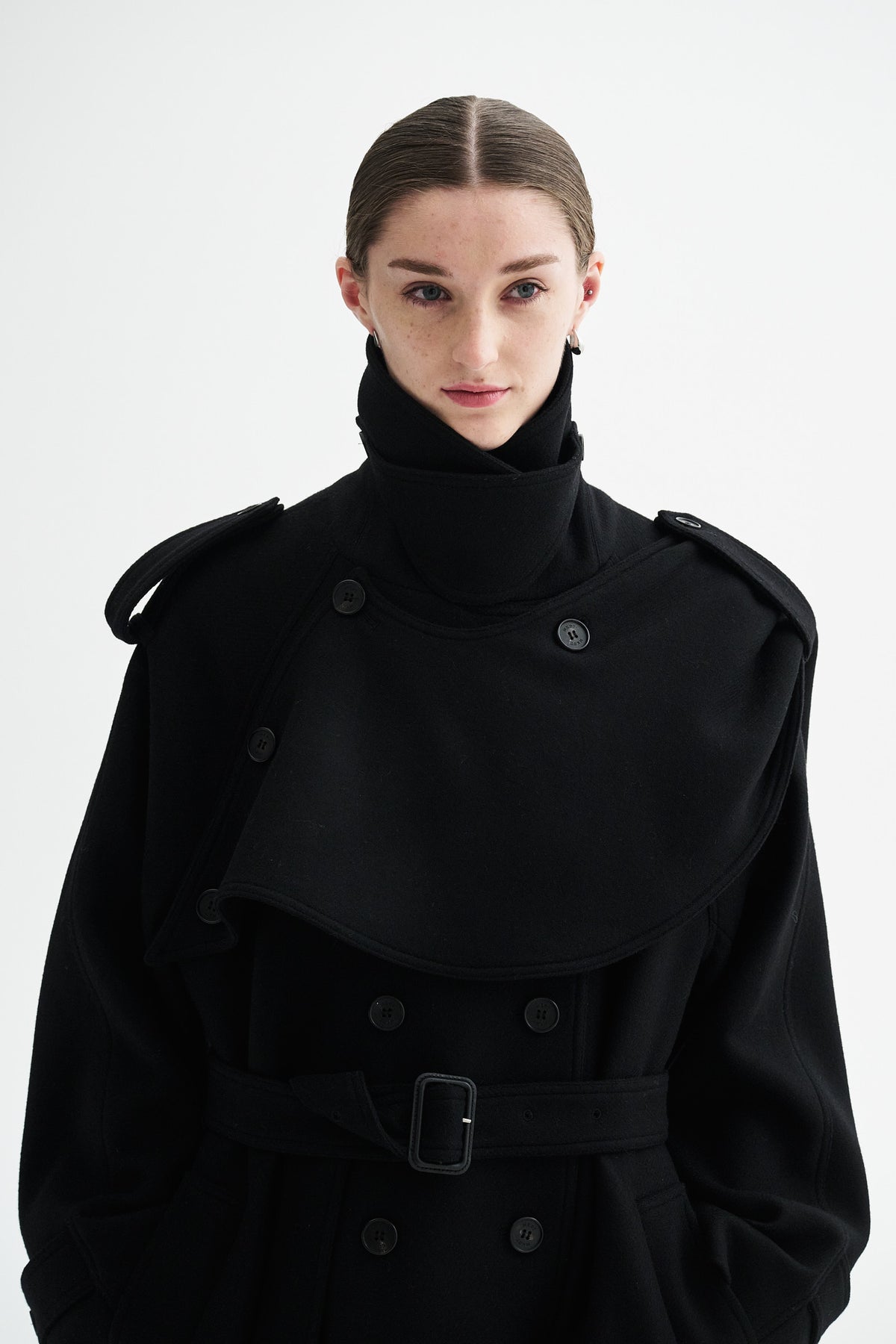 MKDT Studio CICELY TWO LAYERED WOOL Coats BLACK