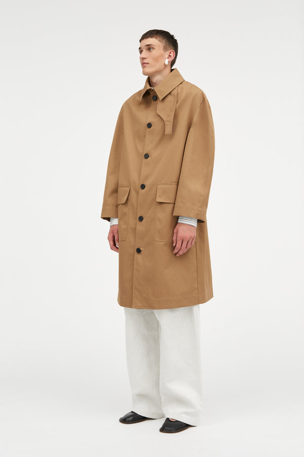 Mark Kenly Domino Tan Cedric Bonded Cotton Coats KHAKI / LIGHT GREY
