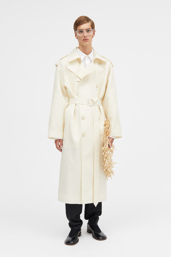 Mark Kenly Domino Tan Clem-atelier Silk Wool Twill Coats IVORY