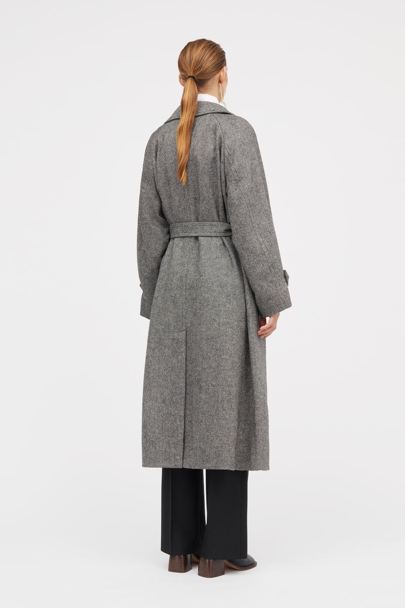 MKDT Studio Constancia Contrast Wool Twill Coats BLACK/WHITE