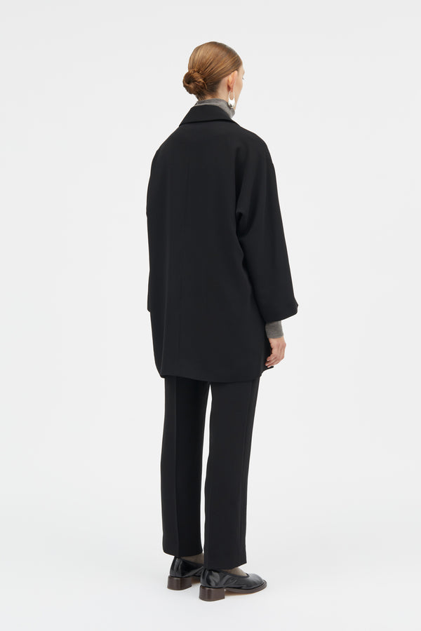Mark Kenly Domino Tan Corrana Crepe Georgette Coats BLACK