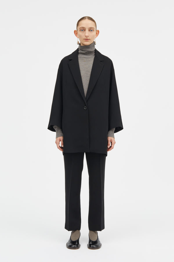 Mark Kenly Domino Tan Corrana Crepe Georgette Coats BLACK
