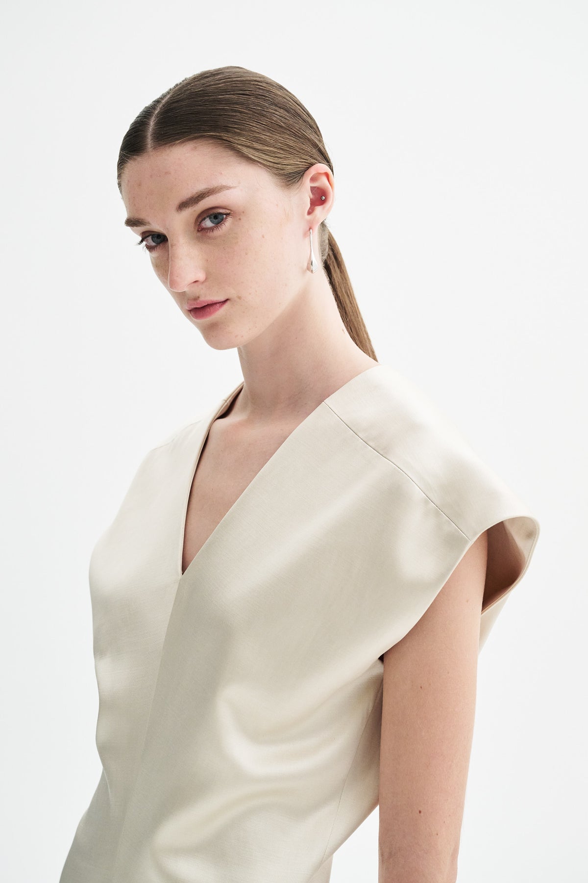 MKDT Studio DREMA-ATELIER SHINY COTTON MIX Dresses METALIC CREAM