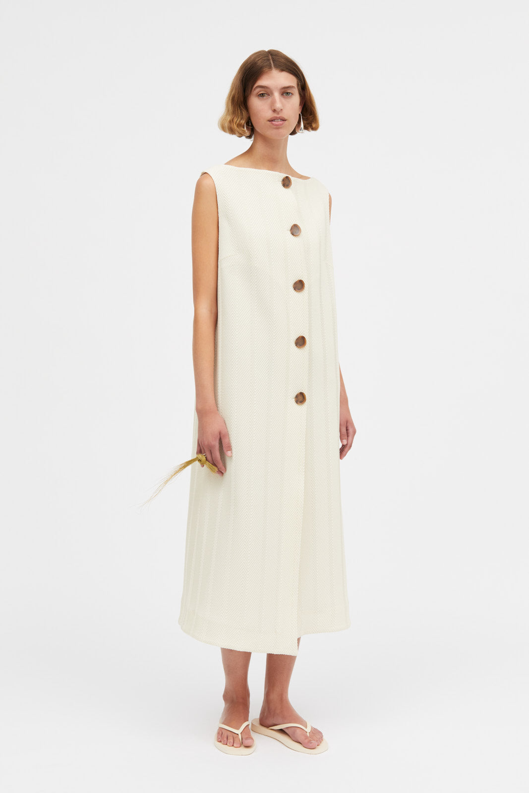 Mark Kenly Domino Tan Dalina 3d Herringbone Dresses CREAM