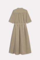 Mark Kenly Domino Tan Damy Sheer Cotton Dresses KHAKI