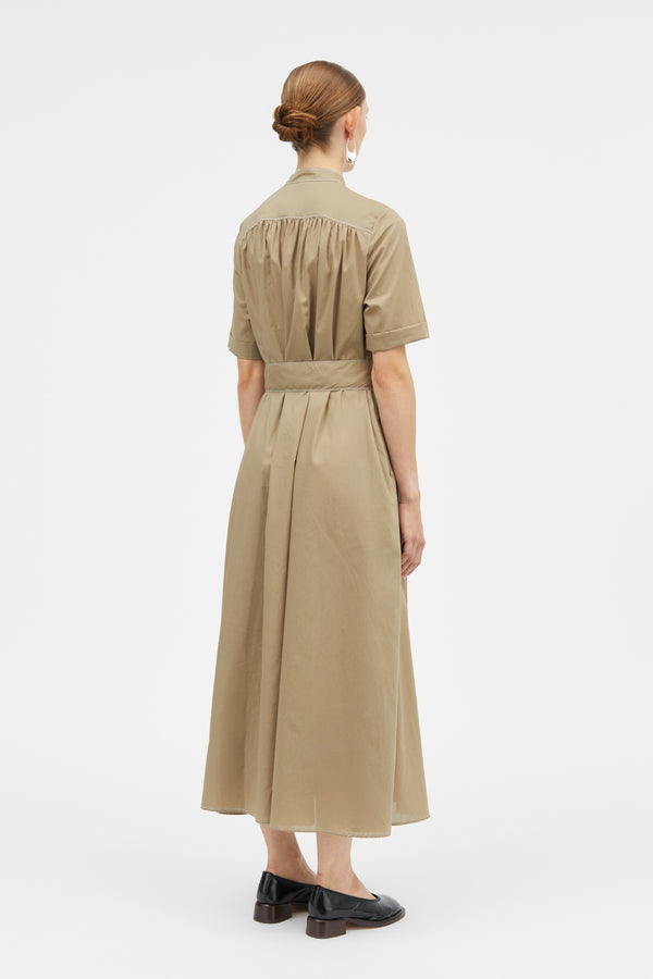 Mark Kenly Domino Tan Damy Sheer Cotton Dresses KHAKI