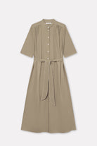 Mark Kenly Domino Tan Damy Sheer Cotton Dresses KHAKI