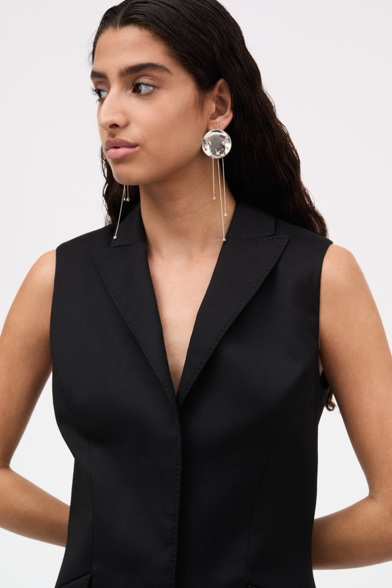 MKDT Studio Dani Thin Solid Wool Dresses BLACK