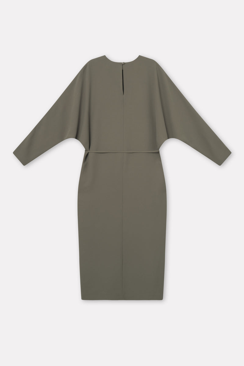 Mark Kenly Domino Tan Danila Crepe Georgette Dresses DARK MOSS