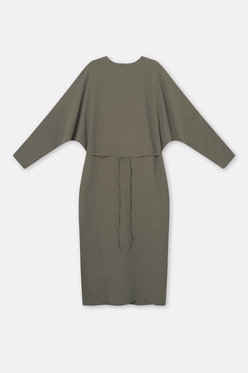 Mark Kenly Domino Tan Danila Crepe Georgette Dresses DARK MOSS