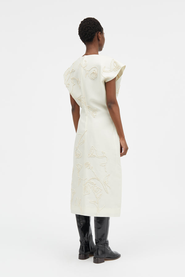 Mark Kenly Domino Tan Dina-atelier Silk Wool Twill Dresses IVORY