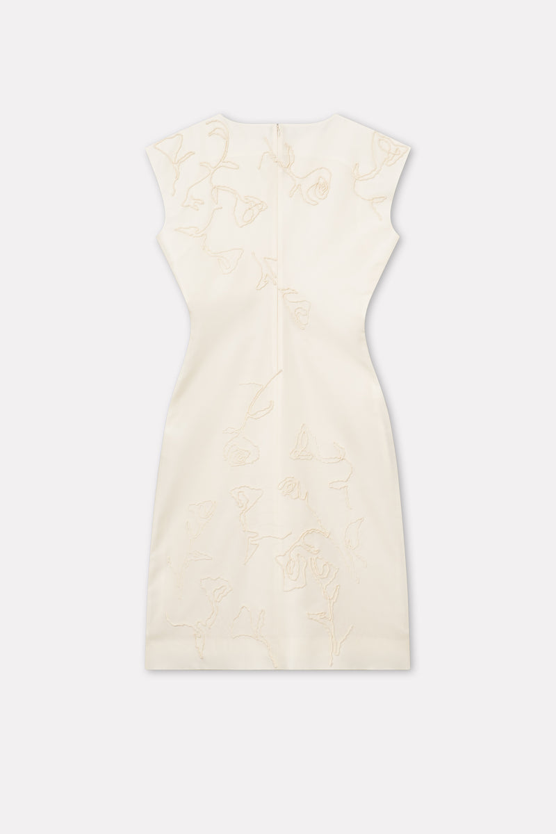 Mark Kenly Domino Tan Dina-atelier Silk Wool Twill Dresses IVORY