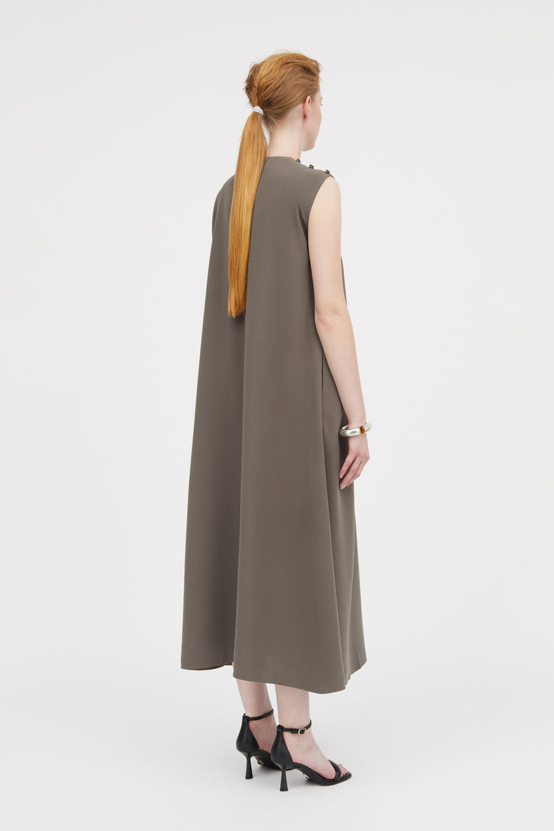 Mark Kenly Domino Tan Doshie Crepe Georgette Dresses DARK MOSS