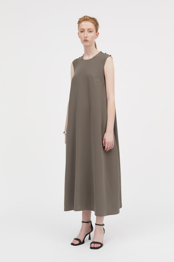Mark Kenly Domino Tan Doshie Crepe Georgette Dresses DARK MOSS