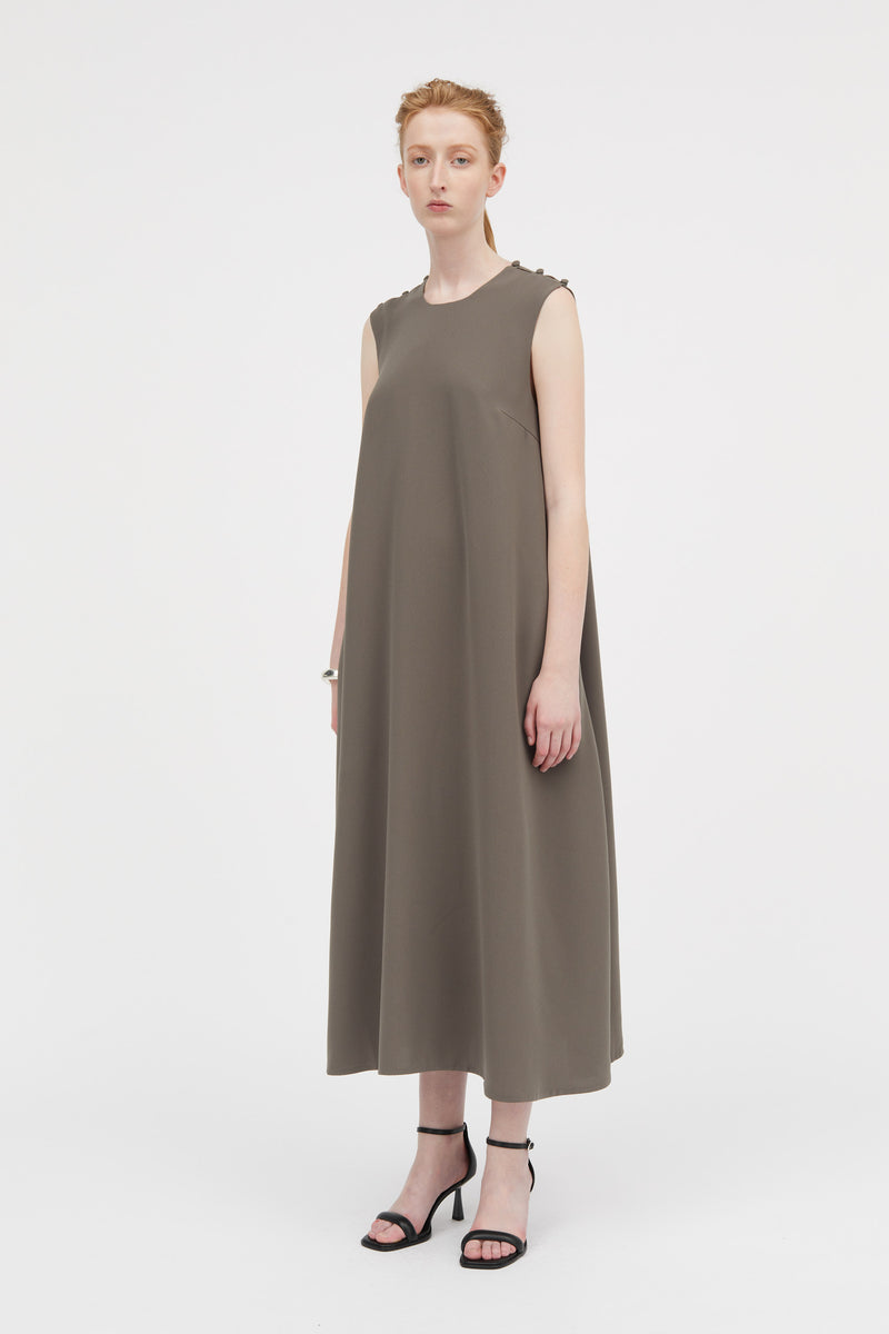 Mark Kenly Domino Tan Doshie Crepe Georgette Dresses DARK MOSS