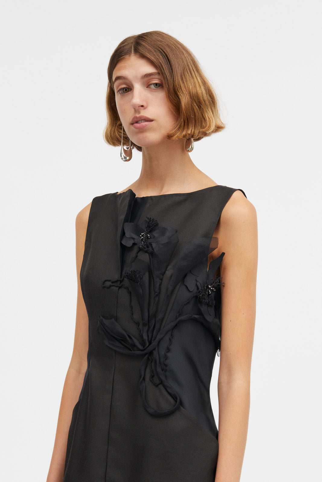 Mark Kenly Domino Tan Dove-atelier Silk Wool Twill Dresses BLACK