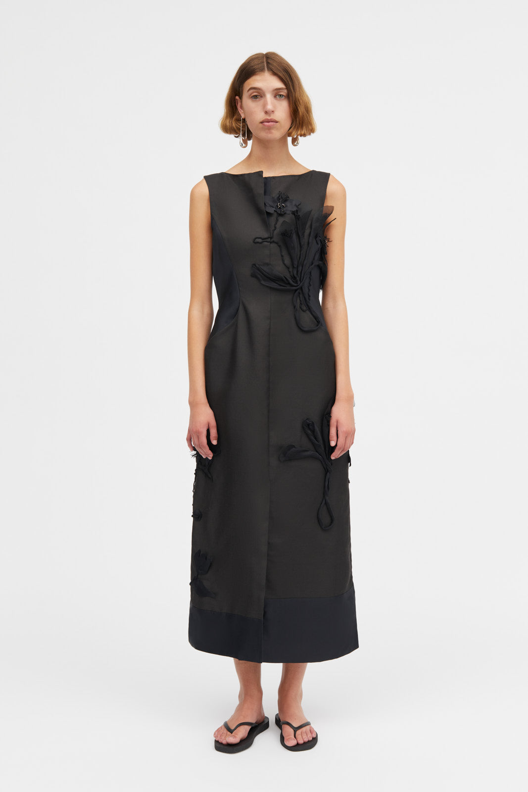 Mark Kenly Domino Tan Dove-atelier Silk Wool Twill Dresses BLACK