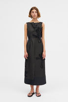 Mark Kenly Domino Tan Dove-atelier Silk Wool Twill Dresses BLACK
