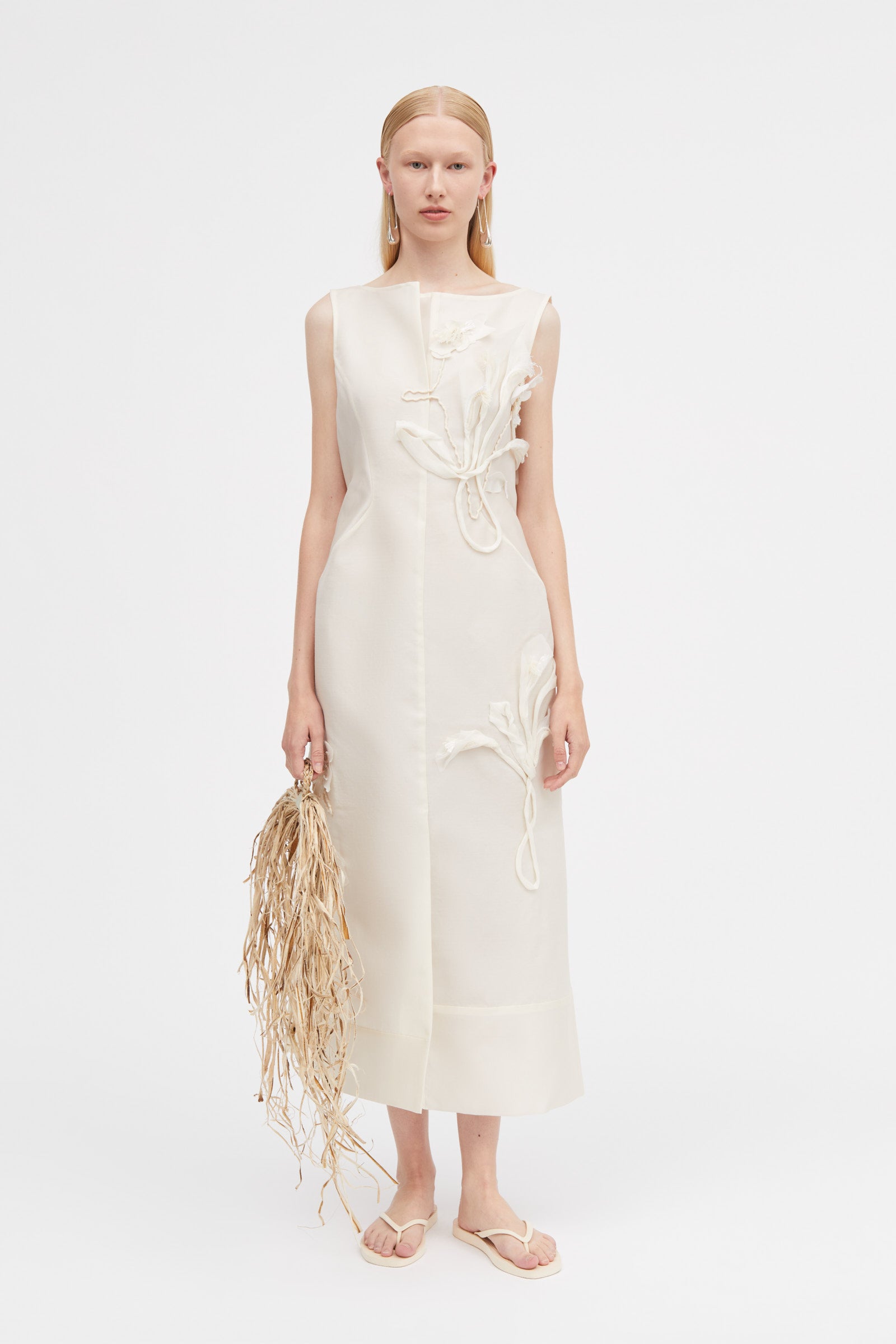 Mark Kenly Domino Tan Dove-atelier Silk Wool Twill Dresses IVORY