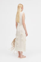 Mark Kenly Domino Tan Dove-atelier Silk Wool Twill Dresses IVORY
