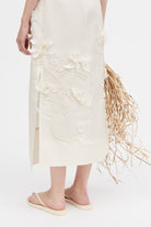 Mark Kenly Domino Tan Dove-atelier Silk Wool Twill Dresses IVORY
