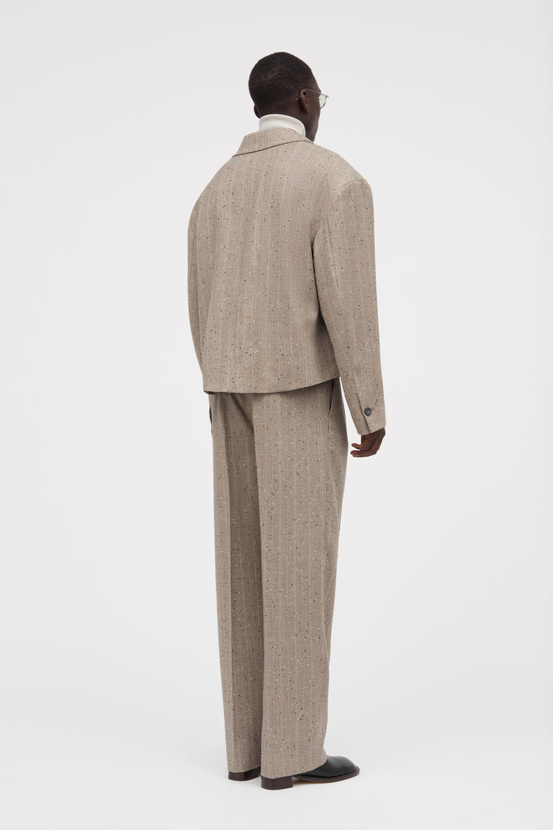 Mark Kenly Domino Tan Janus Speckled Thin Wool Jackets Brown Melange