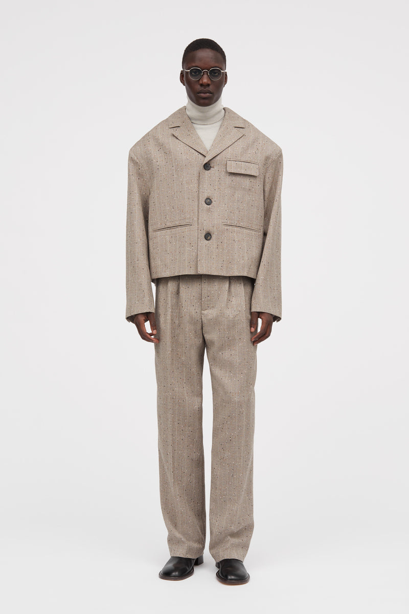 Mark Kenly Domino Tan Janus Speckled Thin Wool Jackets Brown Melange