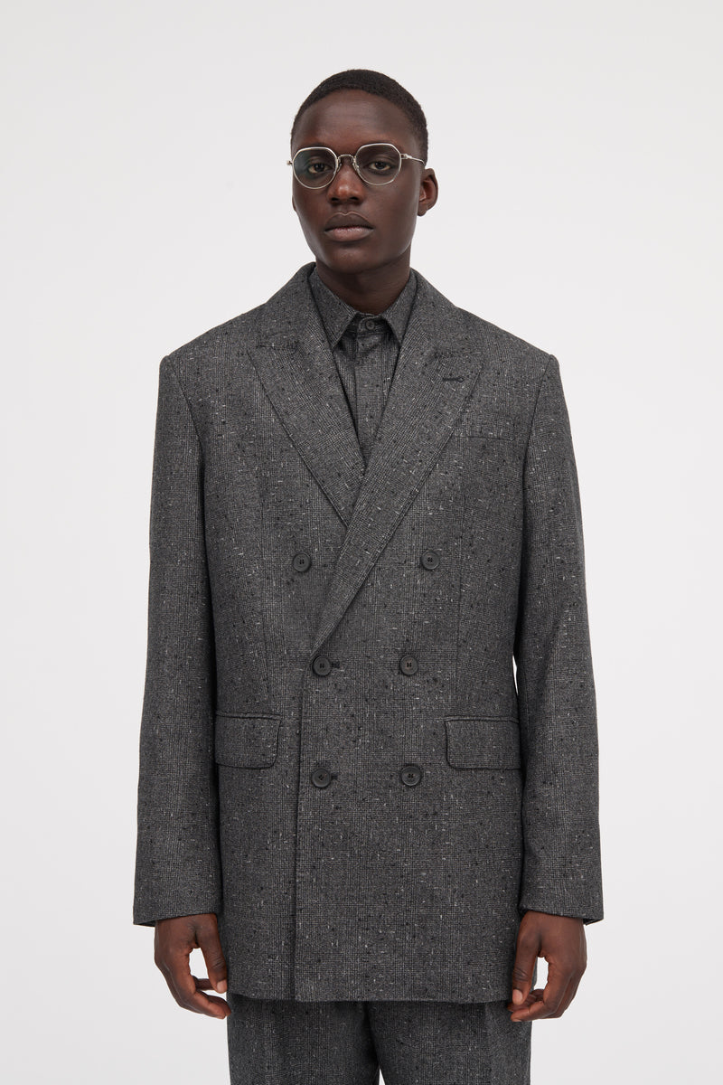 MKDT Studio Jayden Wool Check Structure Jackets BLACK/GREY