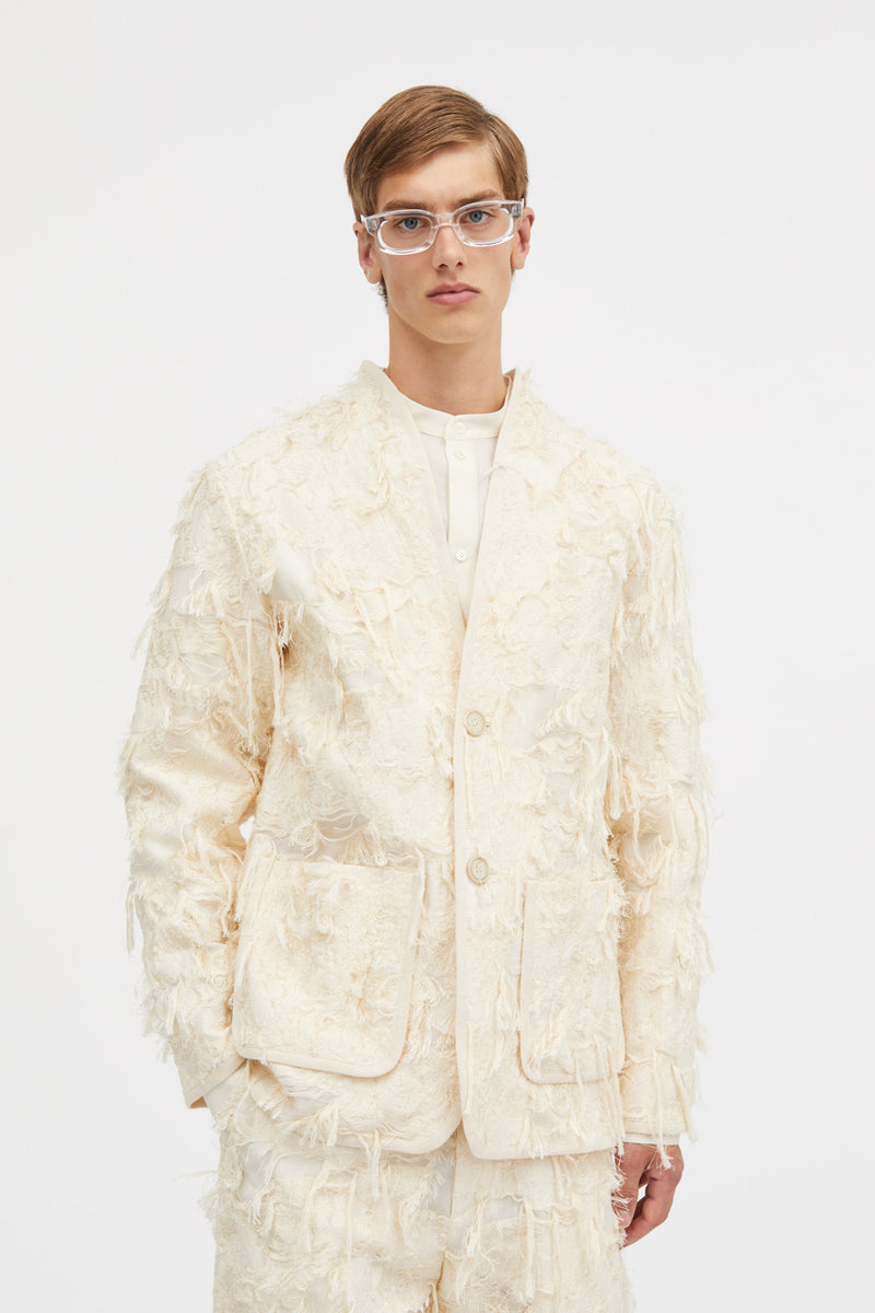 Mark Kenly Domino Tan Jeff-atelier Fringy Jacquard Jackets Creme