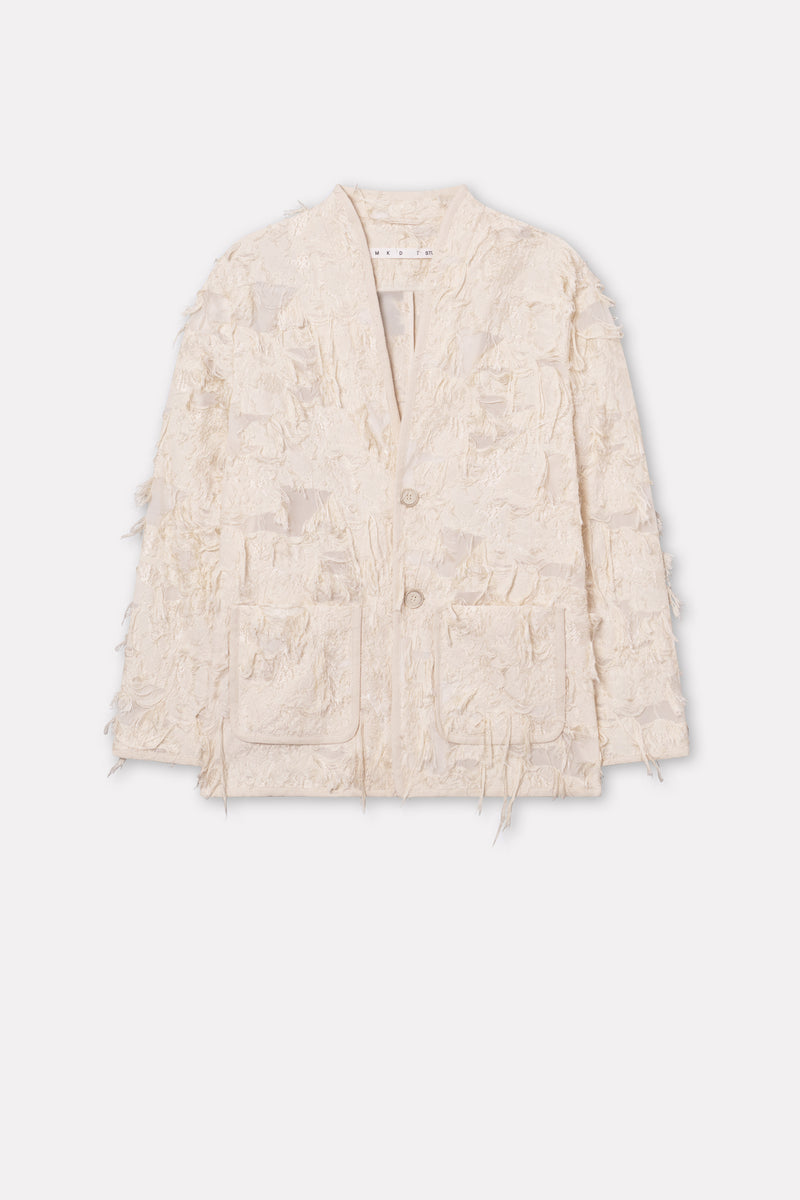 Mark Kenly Domino Tan Jeff-atelier Fringy Jacquard Jackets Creme
