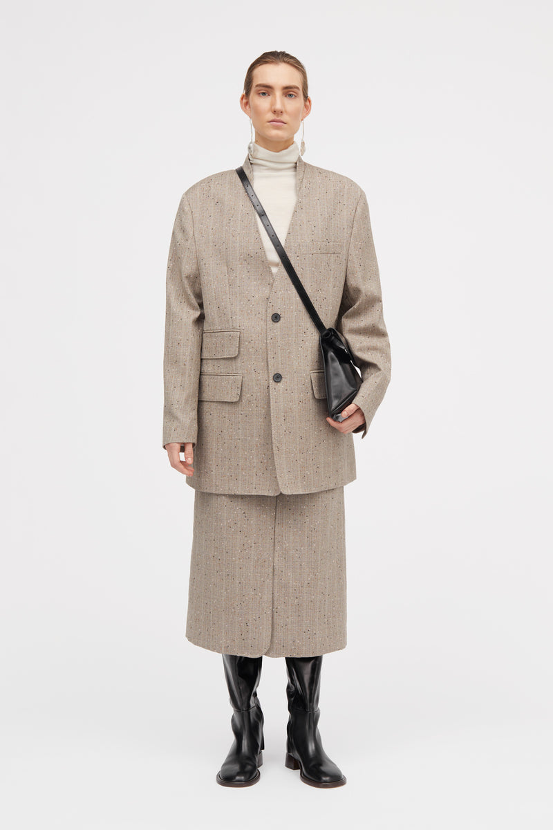 Mark Kenly Domino Tan Jens Speckled Thin Wool Jackets Brown Melange