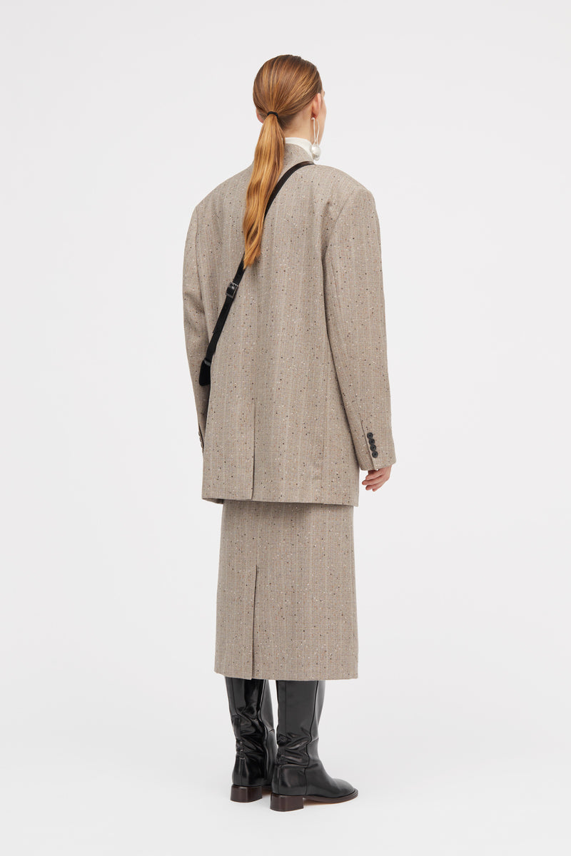 Mark Kenly Domino Tan Jens Speckled Thin Wool Jackets Brown Melange