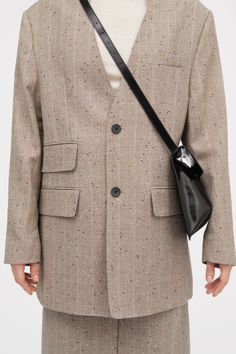 Mark Kenly Domino Tan Jens Speckled Thin Wool Jackets Brown Melange