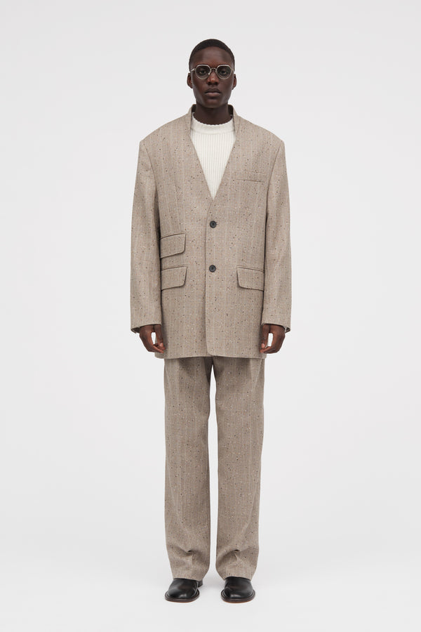 Mark Kenly Domino Tan Jens Speckled Thin Wool Jackets Brown Melange